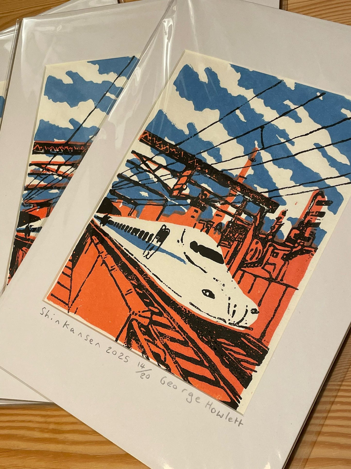 Original Linocut Print "Shinkansen 2025"