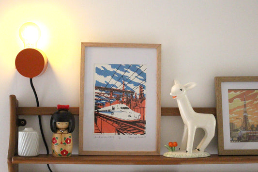 Original Linocut Print "Shinkansen 2025"